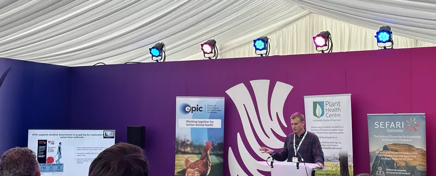 Dr. Davide Pagnossin, EPIC Research Fellow presented a talk at a consortium event in the Scottish Government marquee.